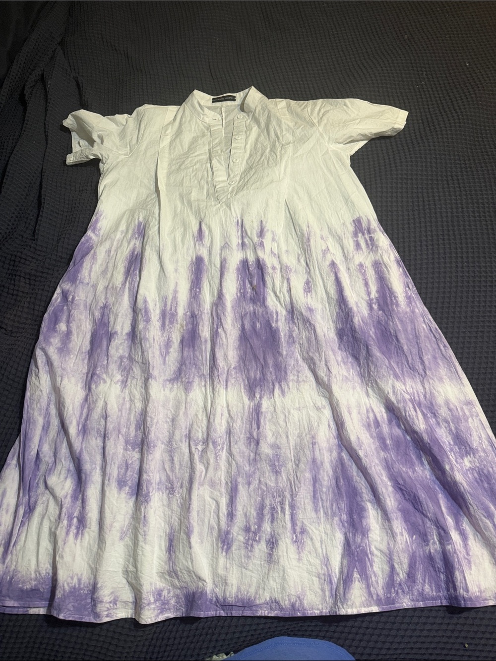 Tie-Dye Midi Dress in White and Lavender